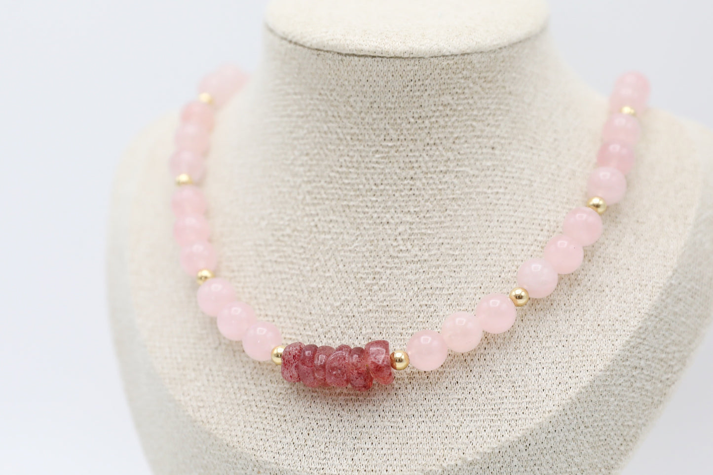 Rose Quartz and Strawberry Quartz Necklace