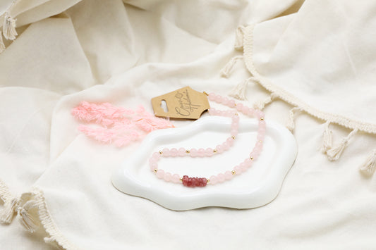 Rose Quartz and Strawberry Quartz Necklace