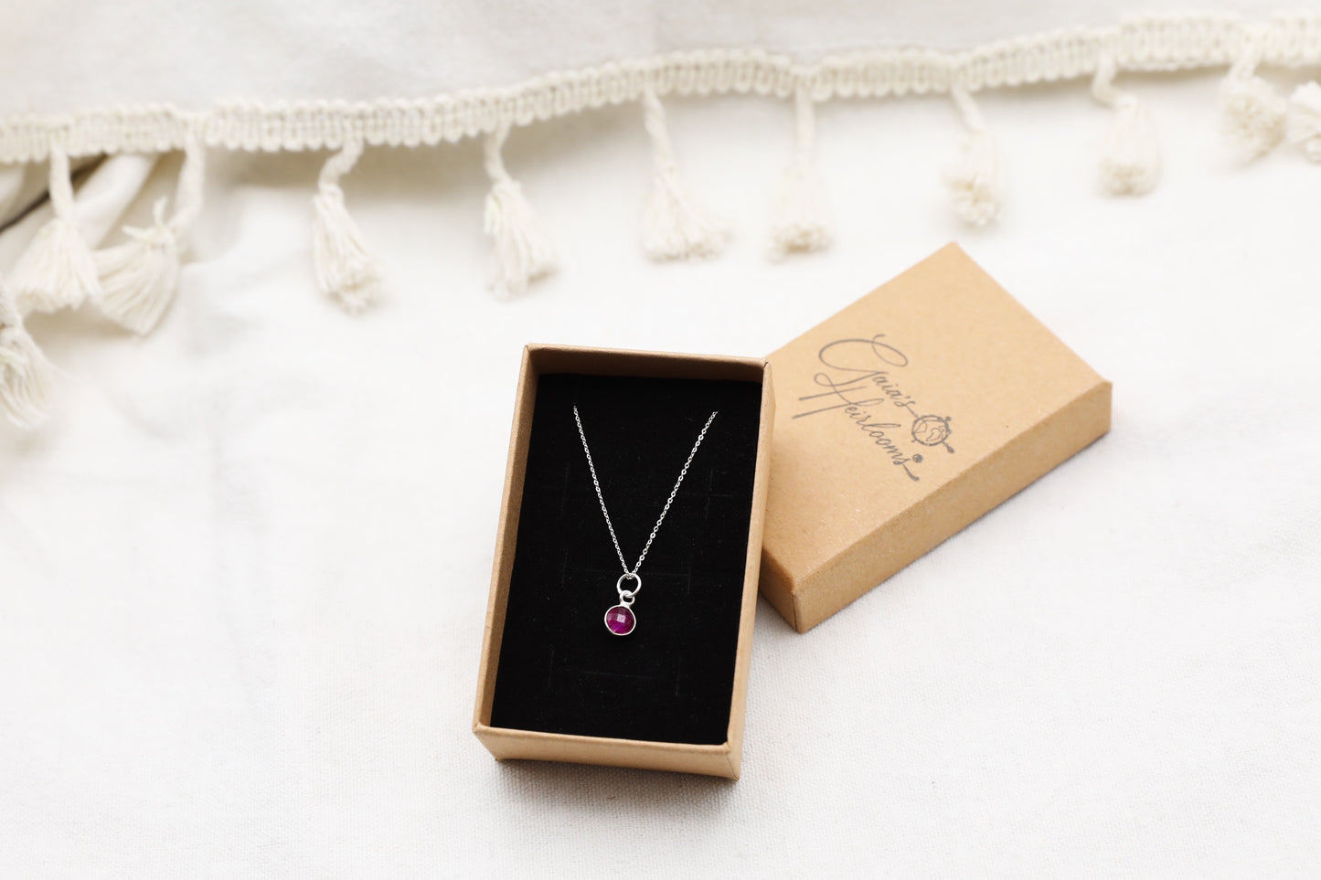 Ruby and Sterling Silver Dainty Necklace