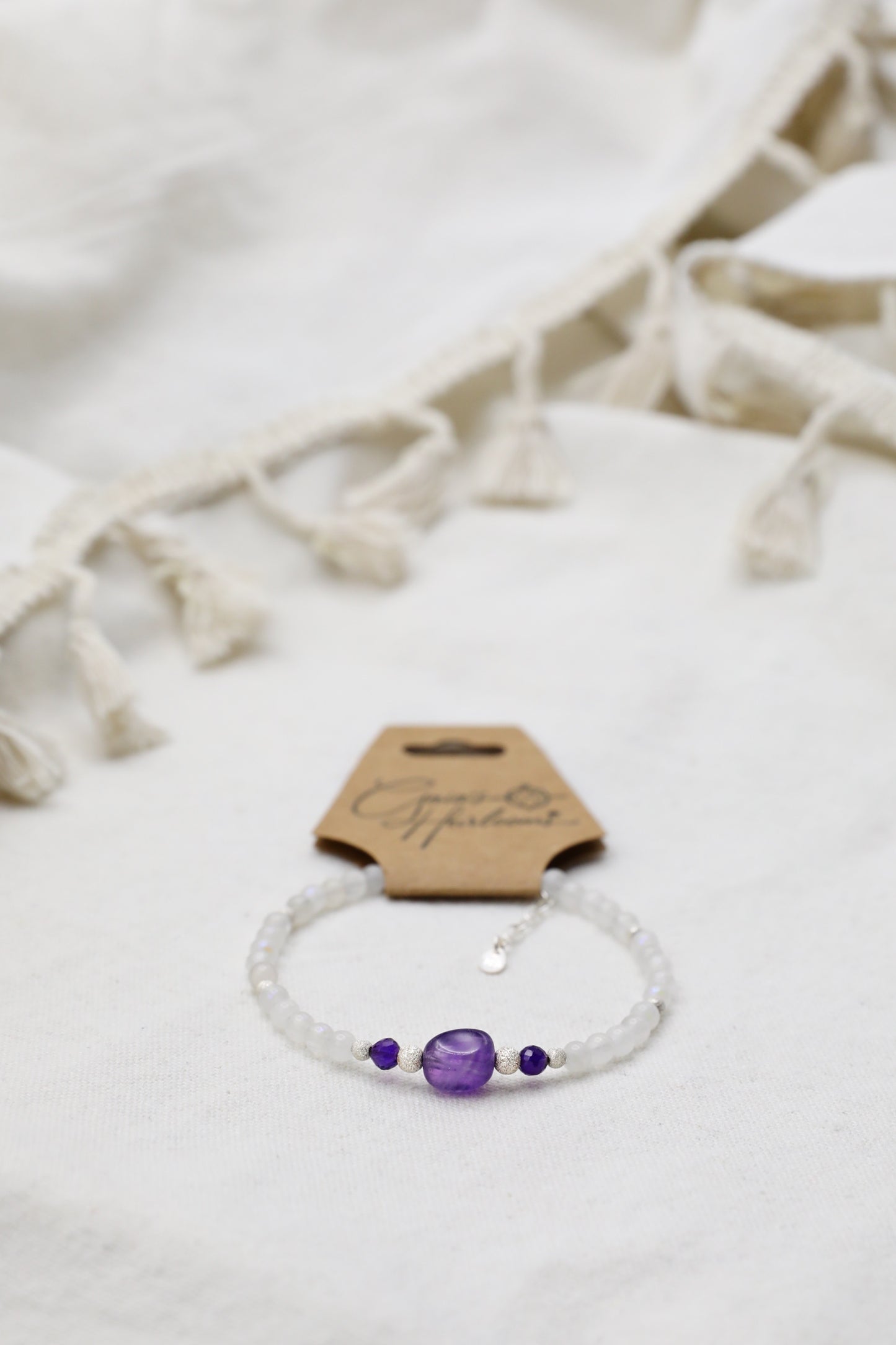 Moonstone and Amethyst Bracelet in Sterling Silver
