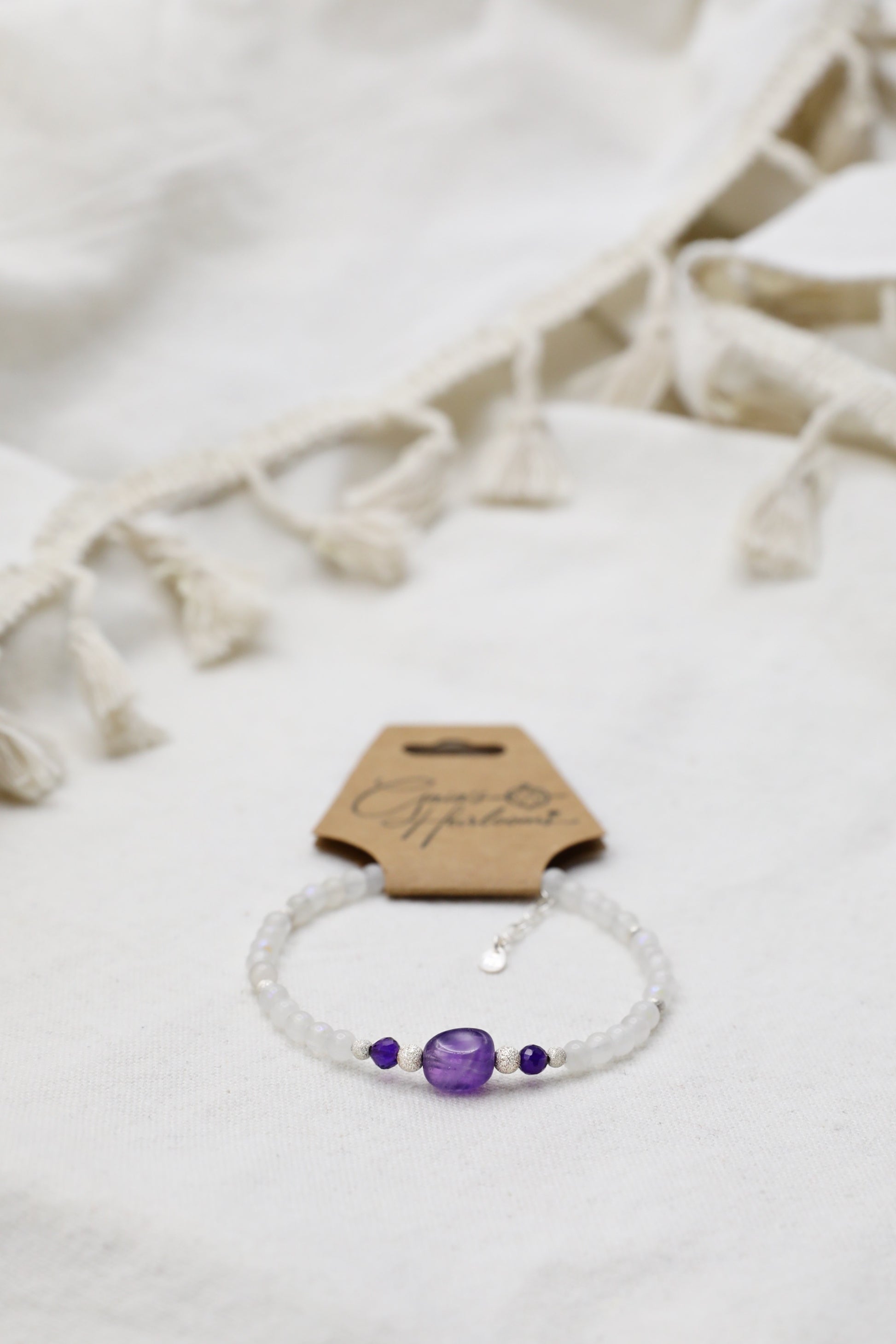 Moonstone and Amethyst Bracelet in Sterling Silver