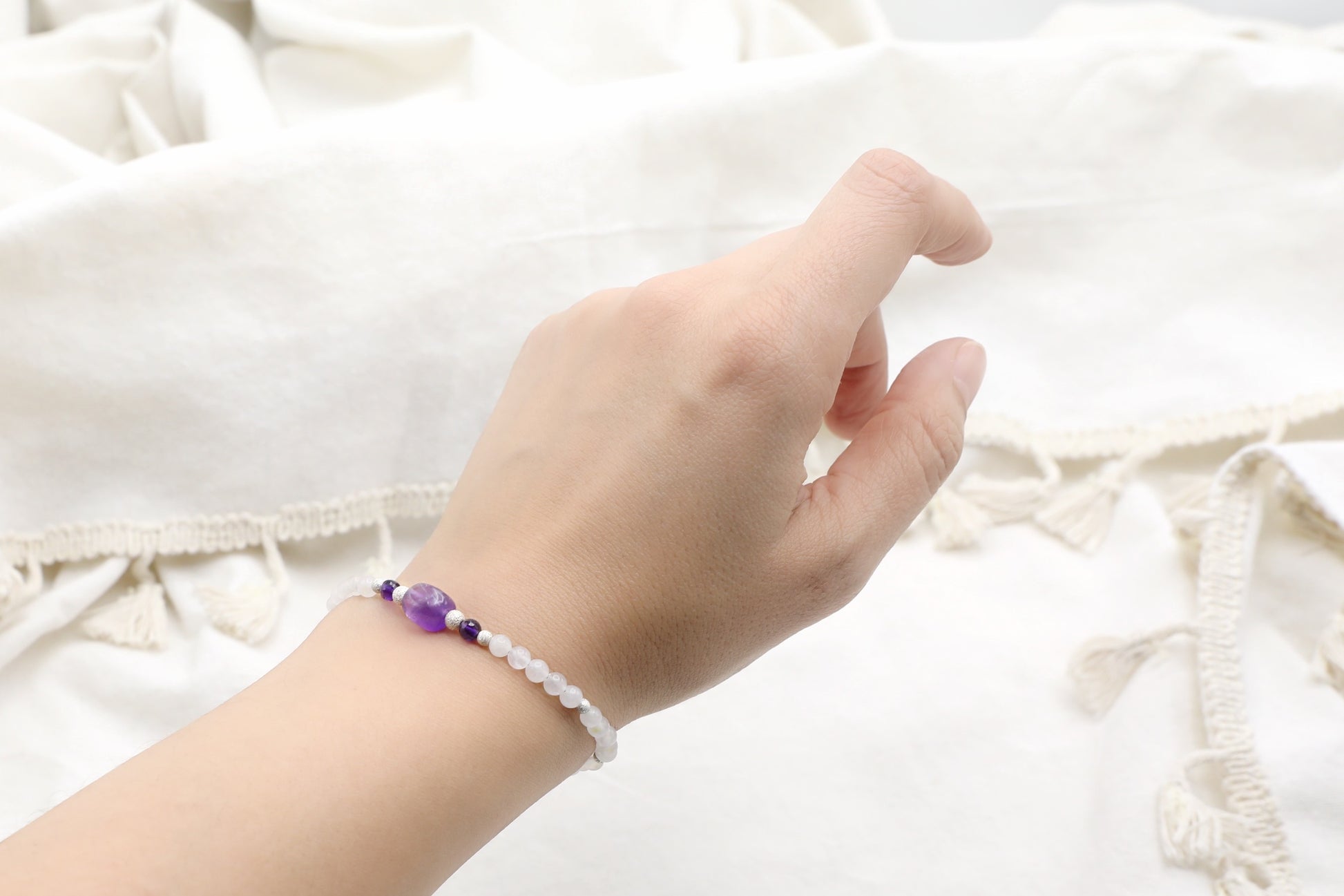 Moonstone and Amethyst Bracelet in Sterling Silver