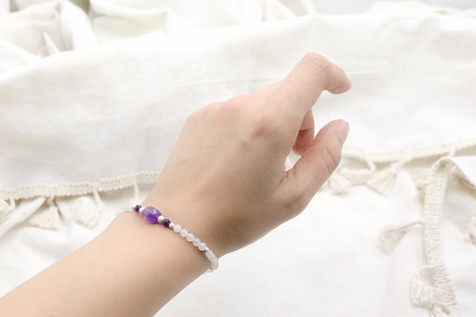 Moonstone and Amethyst Bracelet in Sterling Silver