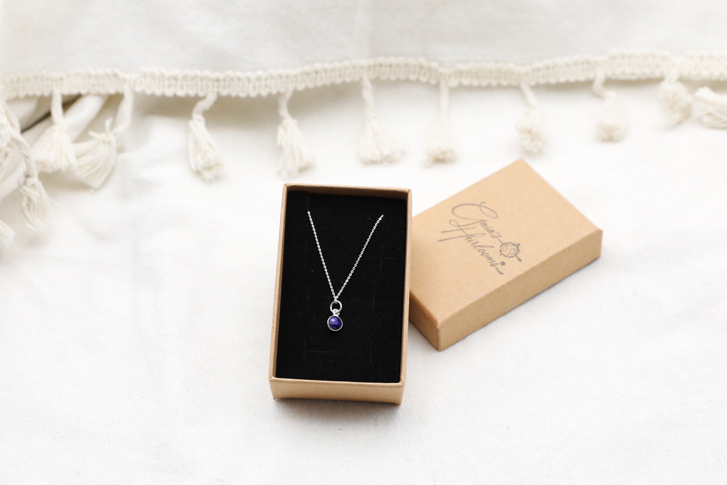Sapphire and Sterling Silver Dainty Necklace