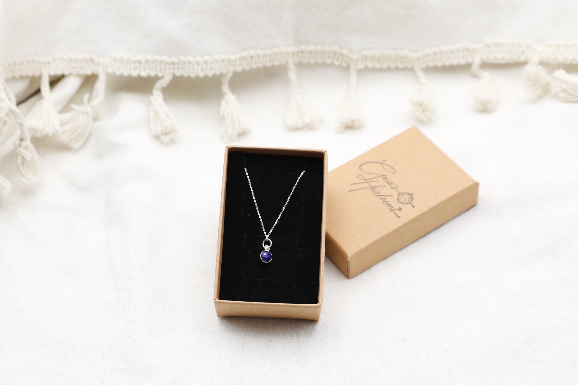 Sapphire and Sterling Silver Dainty Necklace