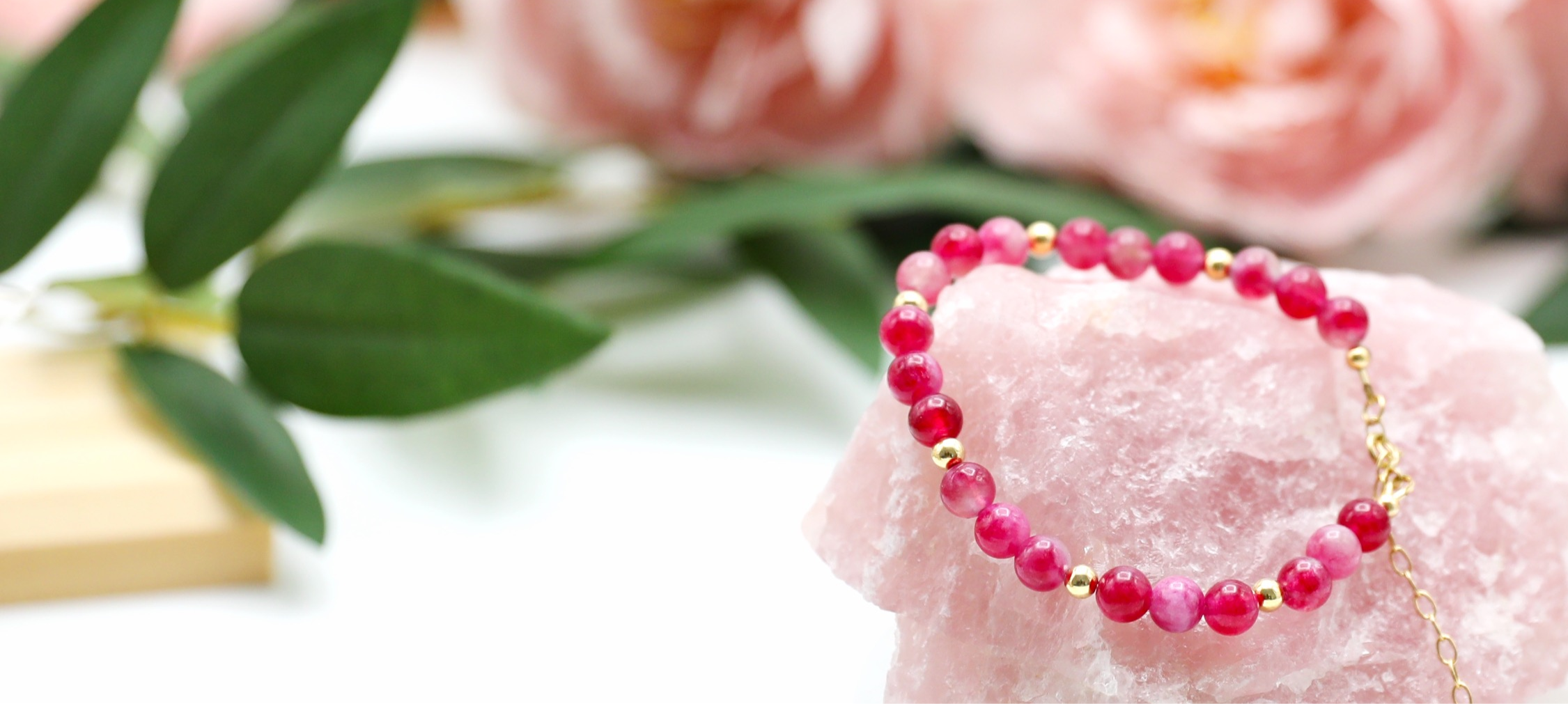 Watermelon Jade bracelet with Gold Filled accents by Gaia's Heirlooms