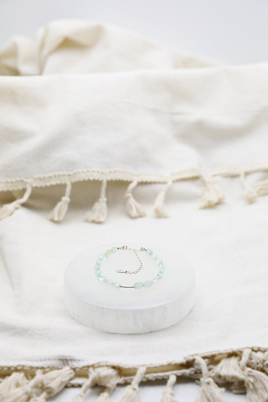 Aquamarine and Sterling Silver bracelet by Gaia's Heirlooms.